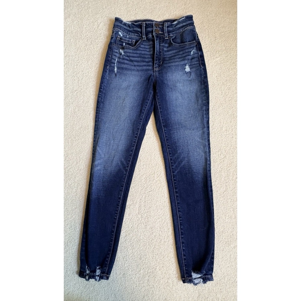 BKE Billie High Rise Slim Fit Anke Skinny Jeans Distressed Blue Women 25 x 27